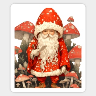 Santa Claus: Santa is the Mushroom (Amanita Muscaria Mushroom) on a light (Knocked Out) background Sticker